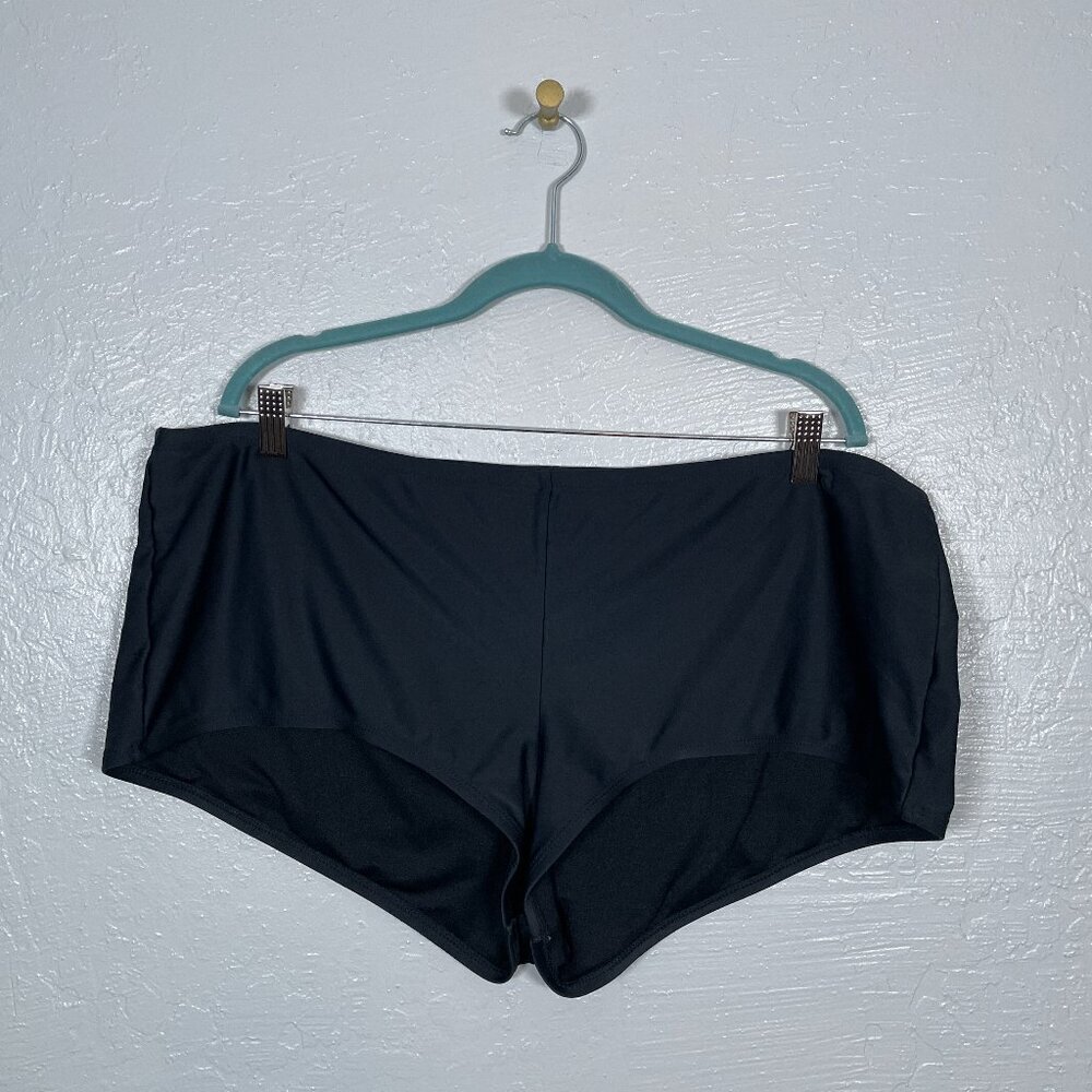 Catalina Women Plus Size 3X Black Boy Short Bikini Bottoms Swim High Waisted